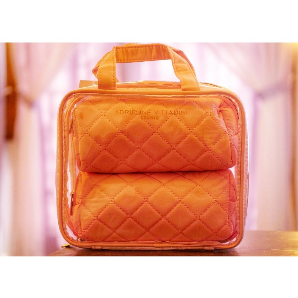 Adrienne Vittadini Studio Pink Cosmetic Bag 3 Sets